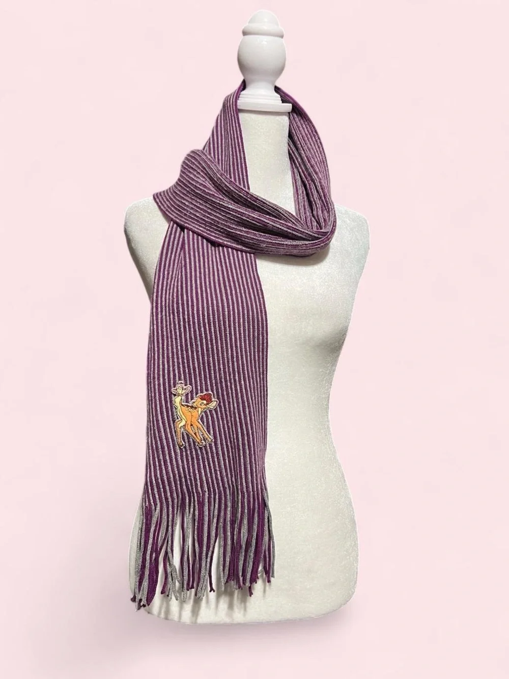 Bambi and Butterfly striped gray and purple Scarf